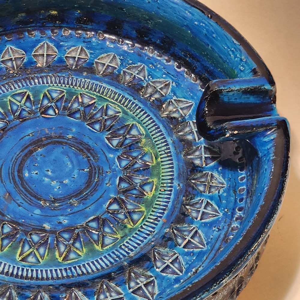 VINTAGE ALDO LONDI BITOSSI RAYMOR ITALY RIMINI BLUE X-LARGE 9.5 IN ASHTRAY DISH - Picture 11 of 15